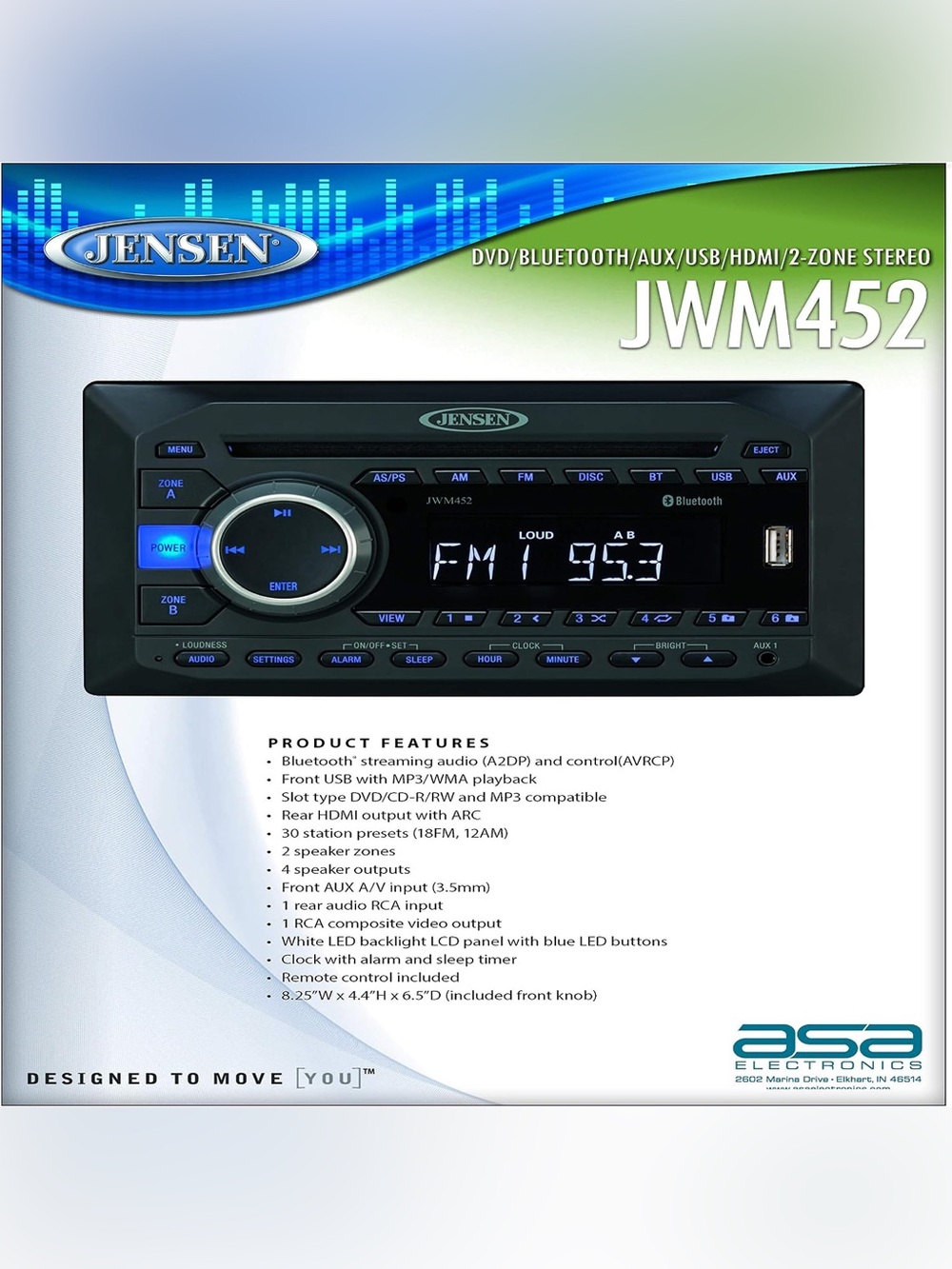 NEW Jensen Black Car Stereo Receiver